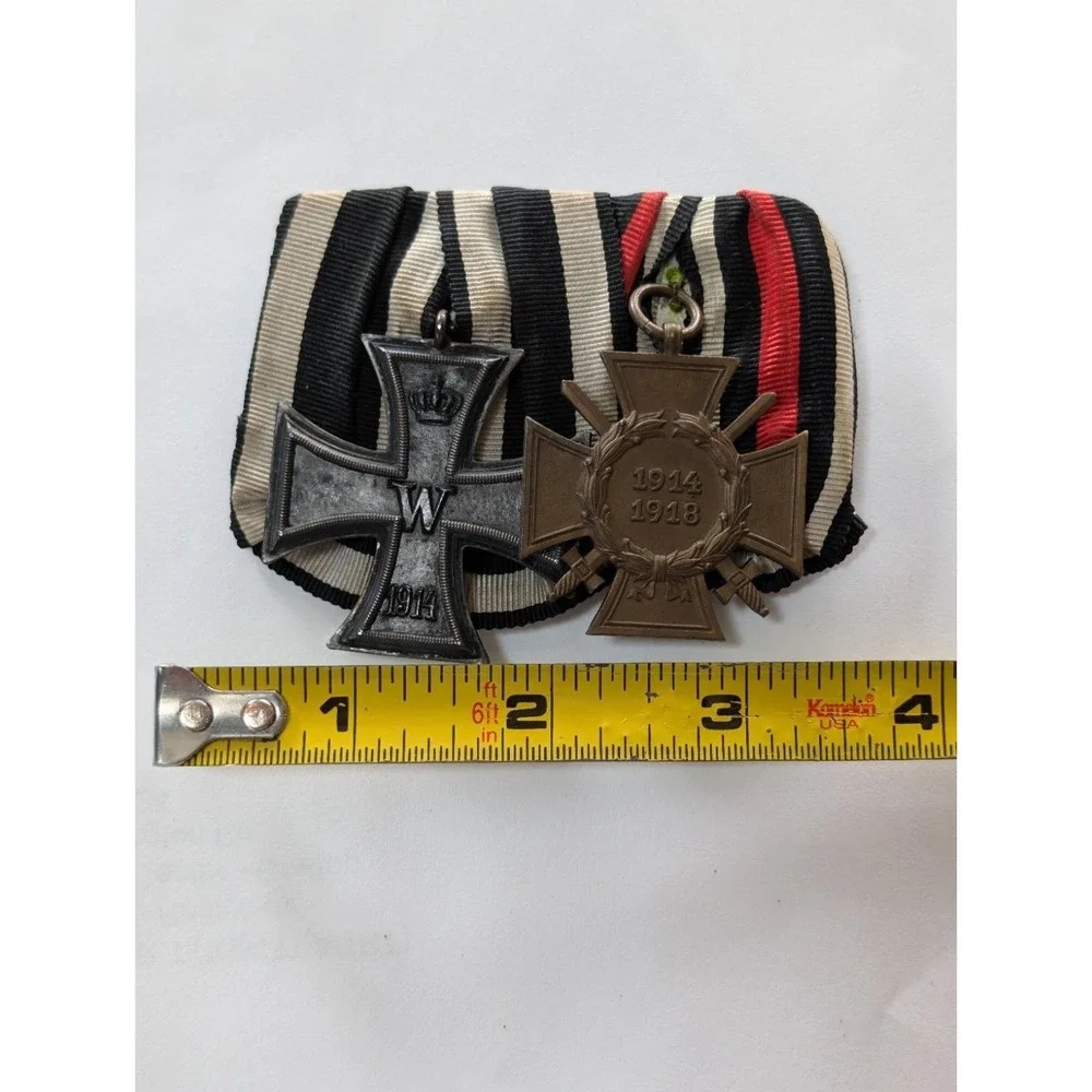 Original WW1 German 2 Medal Clasp Iron Cross 1914 with Honor w/Cross Swords